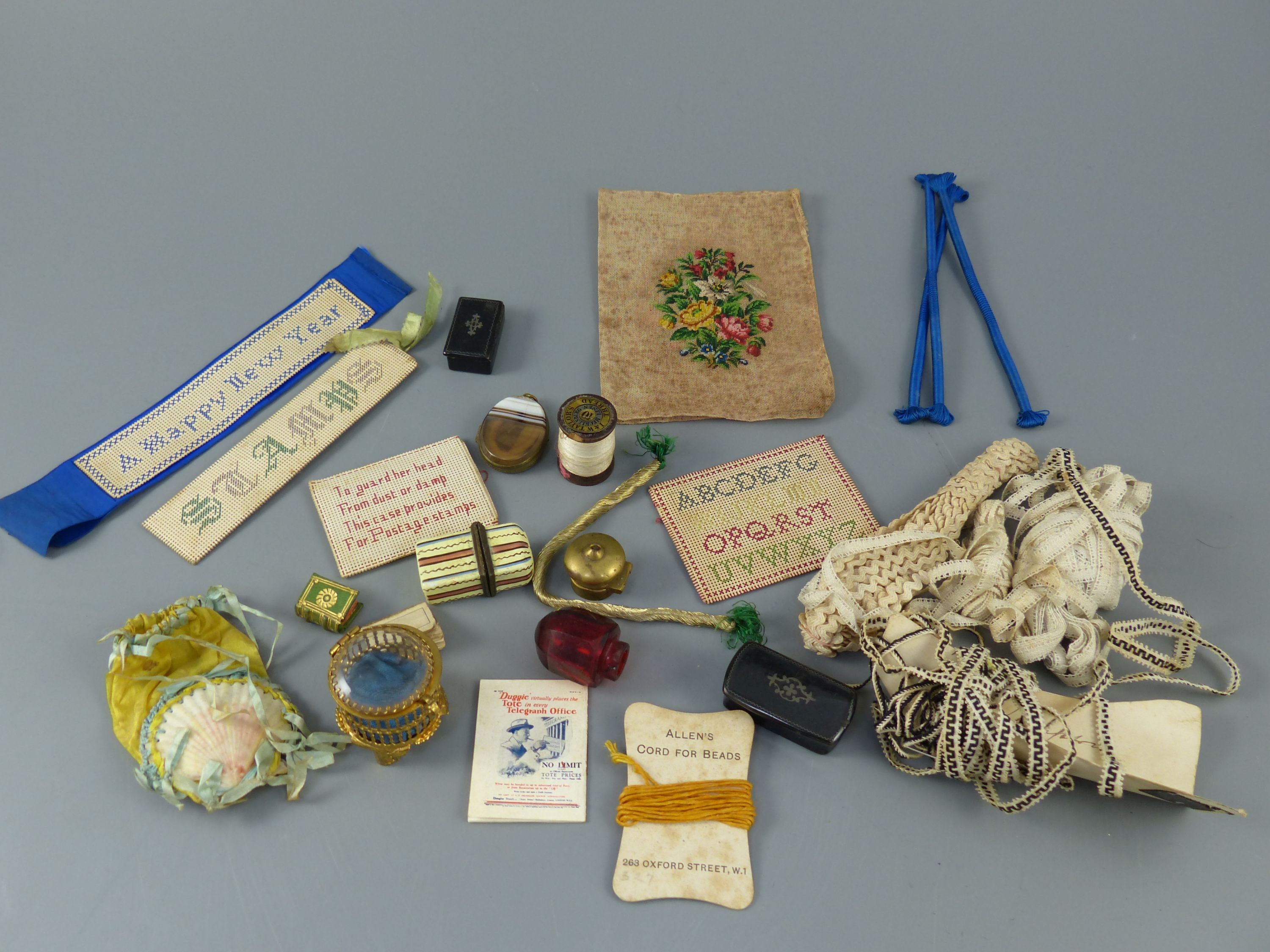 A collection of assorted Victorian and later sewing accessories and objets dart